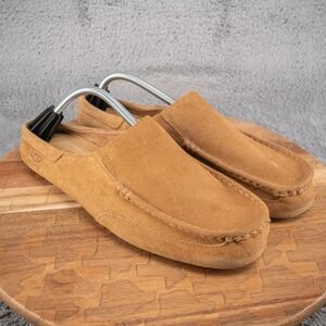 UGG Alamar Men Clog Slippers Size 11 Brown Suede Shearling Sheepskin Slip On